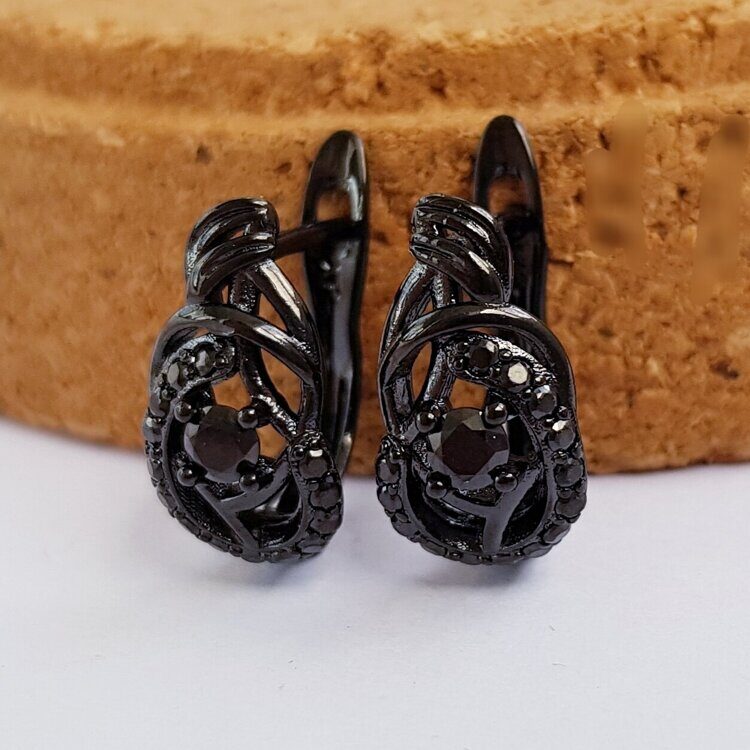 Серьги коллекция "Xuping Black" покрытие черное родирование, 8016, арт.547.411