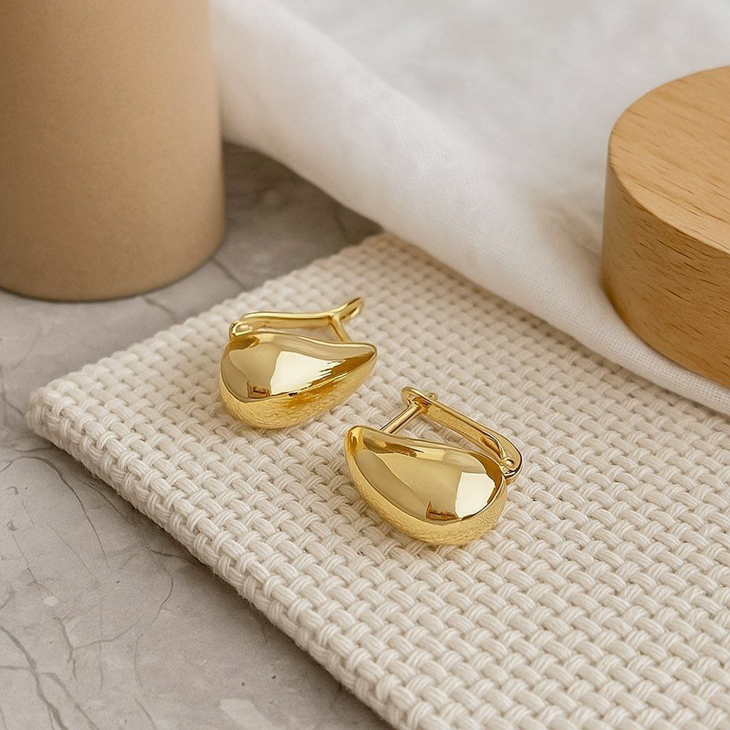 Серьги капля дутая, цвет покрытия желтое золото, арт.313.233